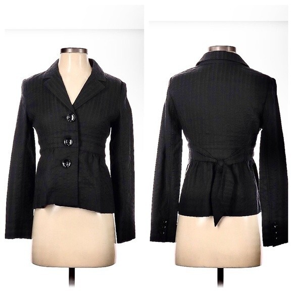 Tibi Blazer Jacket Cotton Black 3-Button 0 - Picture 1 of 5